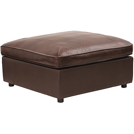 Top Grain Leather Match Cocktail Ottoman