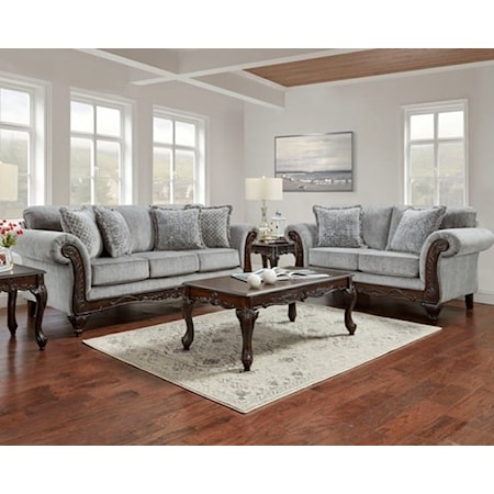 TRADITIONAL SOFA W/WOOD TRIM