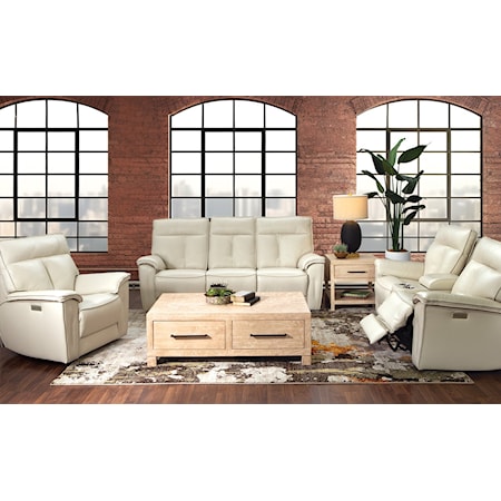 TOP GRAIN LEATHER MATCH POWER SOFA