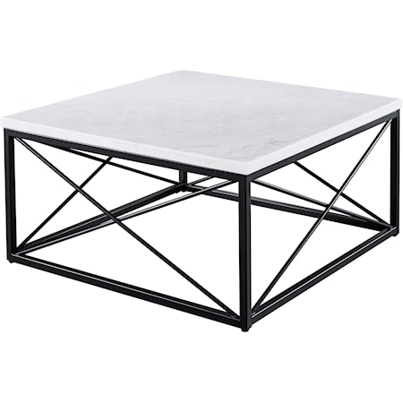 White Marble Top Square Cocktail Table