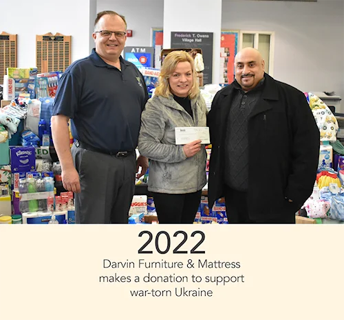 2022 - Darvin Furniture & Mattress makes a donation to support war-torn Ukraine