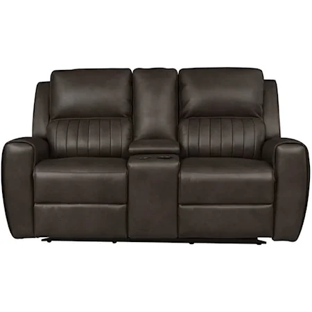 Modern Power Reclining Loveseat with Console