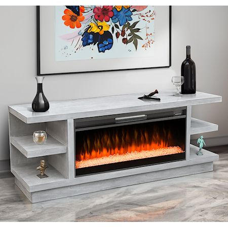 Media Console w/ Crystal Fireplace Insert