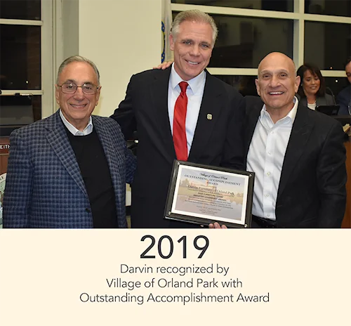 2019 - Darvin recognized by Village of Orland Park with Outstanding Accomplishment Award